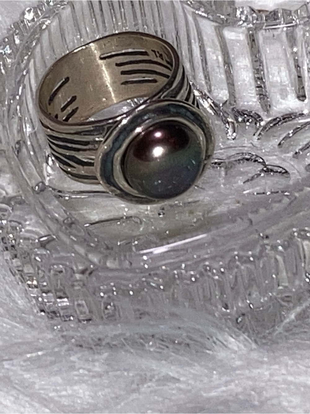 Vintage Sterling Silver Black Pearl Statement Ring